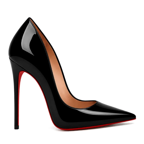 Scarpin Royalz Verniz Sola Vermelha Salto Fino Celine Preto