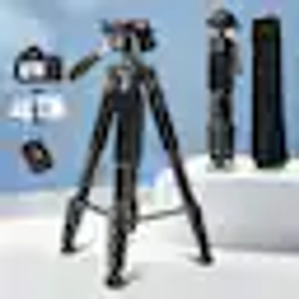 ZACHVO - 74" Aluminum Camera Tripod Stand with Quick Release Plates & Phone Adapter for DSLR, iPhone, Projector - Black