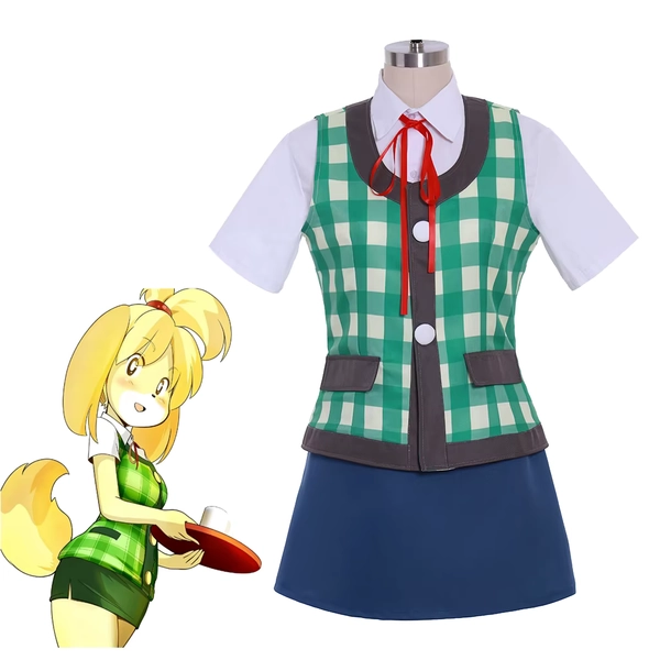 Isabelle Cosplay Costumes Uniform Dress Game Animal Crossing Isabelle Role Play Halloween Carnival Outfits For Women