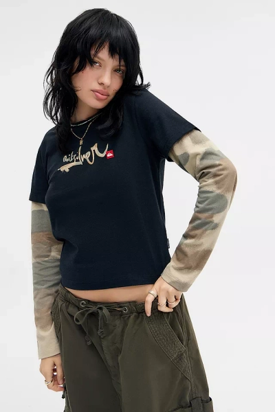 Quiksilver UO Exclusivo Camuflaje Capa Doble Camiseta Manga Larga