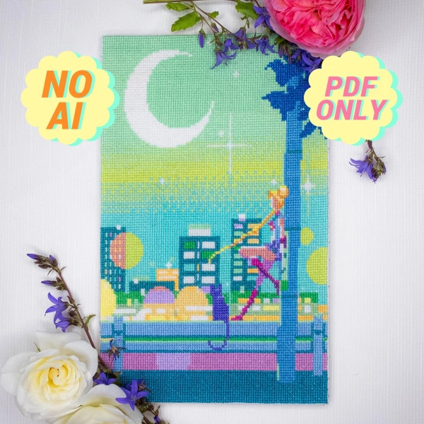 Magical Girl Cross Stitch Pattern: Anime Fanart (PDF Pattern)