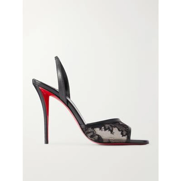 Christian Louboutin - Miss Z 100 Lace And Leather Slingback Sandals - Black