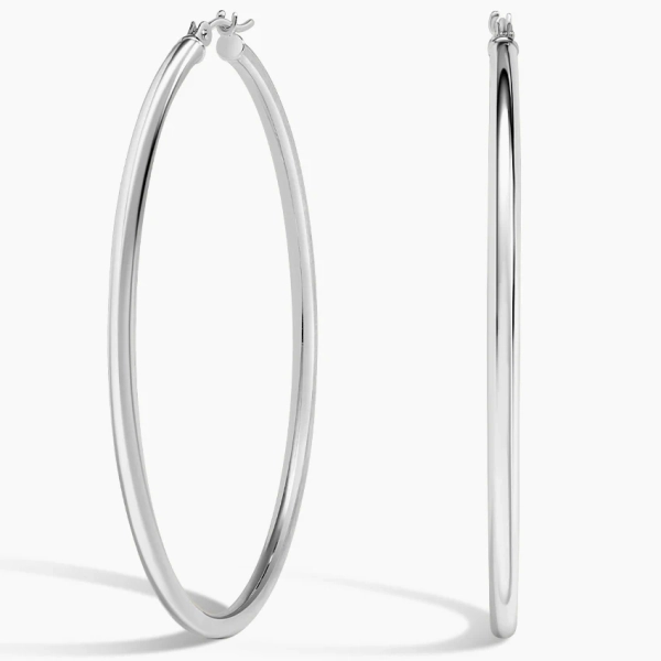 2mm Large Perfect Hoop Earrings in 14K White Gold