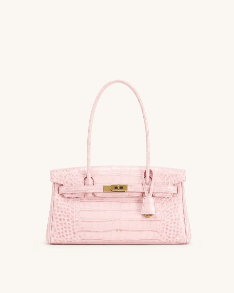 Yara Shoulder Bag - Sakura Pink Croc