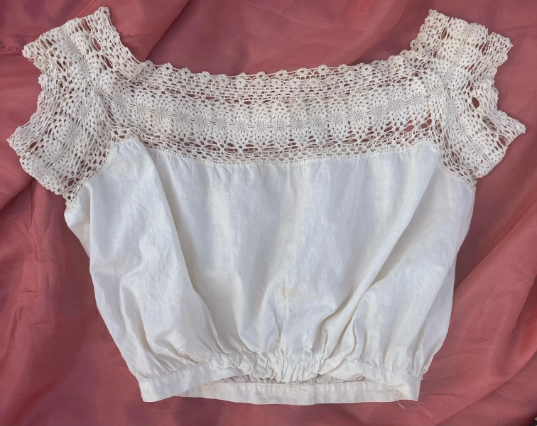 Antique Edwardian Corset Cover Camisole with Crochet Yoke
