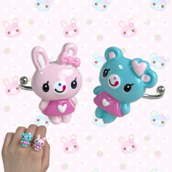 Japanese Original Cartoon Mp Rings Cute Sweet Soft Girl Adjustable Ring Photo Props Y2k Accessory A Pair of Rings Gift for Girl - AliExpress 