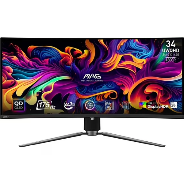 MSI MAG 341CQP OD-OLED 34" Class UW-QHD Curved Screen Gaming OLED Monitor, 21:9, Black
