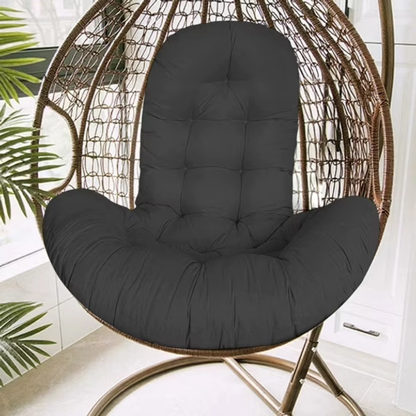 Bxaolu Egg Chair Cushion, Thickened Hanging Basket Seat Cushion Replacement, Indoor Outdoor Hammock Basket Swing Cushion, Patio Hanging Chair Cushion Replacement(Only Cushion) -Black