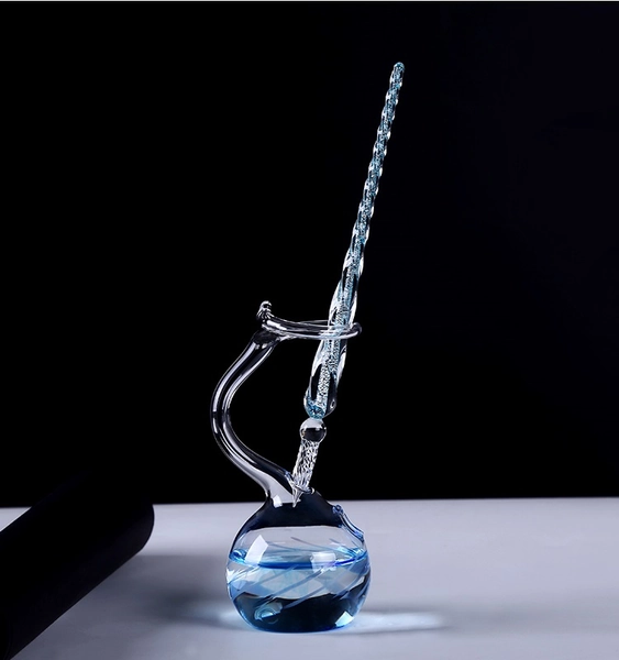 Glass Pen Holder Glass Inkwell Desktop Decoration Glass - swan