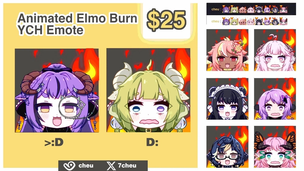 [YCH] Animated Elmo Burn Emote by cheu (@cheu)
