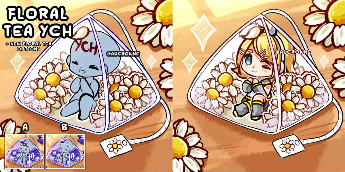YCH Floral Tea by aucrowne (@aucrowne)