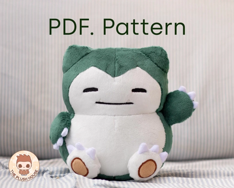Snoring Relaxing Monster Plush Sewing Pattern PDF. Tutorial Instructions Anime Plushie
