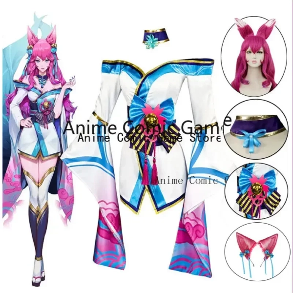 Ahri LOL Cosplay Costume Wig Ear Spirit Blossom League of Legends Cosplay Outfits Anime Halloween Party Costumes for Women Girl - AliExpress
