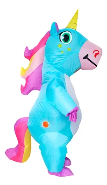 Disfraz Inflable De Unicornio Celeste Para Adultos Única