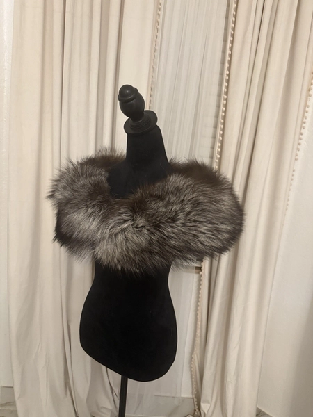 Fox Fur Wrap Shawl Scarf Collar Blue Fox