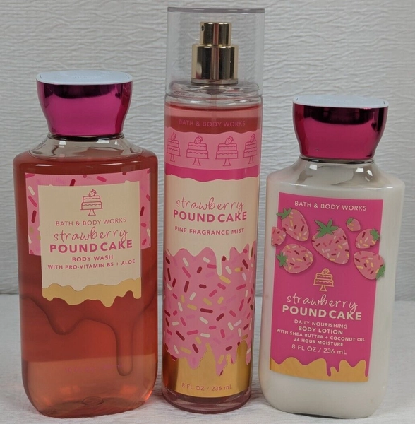 Bath & Body Works - Strawberry Pound Cake Bath Set