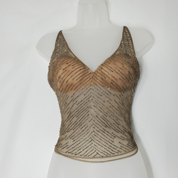 Laperla Marvel Estate Tulle Beaded Top Beige NWT