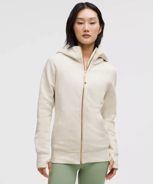 Scuba Full-Zip Hoodie - Heathered Light Ivory/Gold - 8