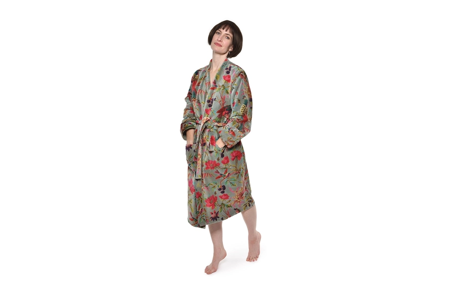 Paradise Velvet Robe (Olive Green) | Futon Company