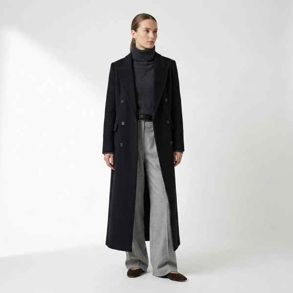 The Kensington 100% Boiled Wool Maxi Coat - Black - UK 8 / US 4