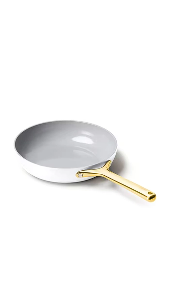 Caraway 10.5 Inch Non-stick Ceramic Fry Pan in White.