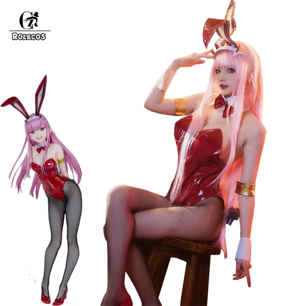 ROLECOS Anime DARLING in the FRANXX Cosplay Costume Zero Two Bunny Girl Cosplay Costume 02 Sexy Women Jumpsuit Red Leather Suit - AliExpress 200000532