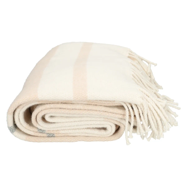 Plaid, wol/katoen, off white, 127 x 178 cm