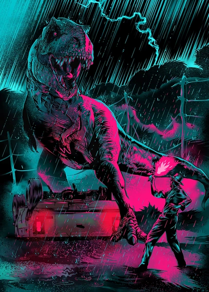'T-Rex On The Loose' Poster, picture, metal print, paint by Jurassic World | Displate