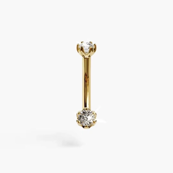 Orchid 0.3 ct. Navel Ring: Moissanite, 14k, 18k Solid Yellow & Rose Gold - Custom Fitted to Your Piercing 5mm to 14mm, Active Lifestyle