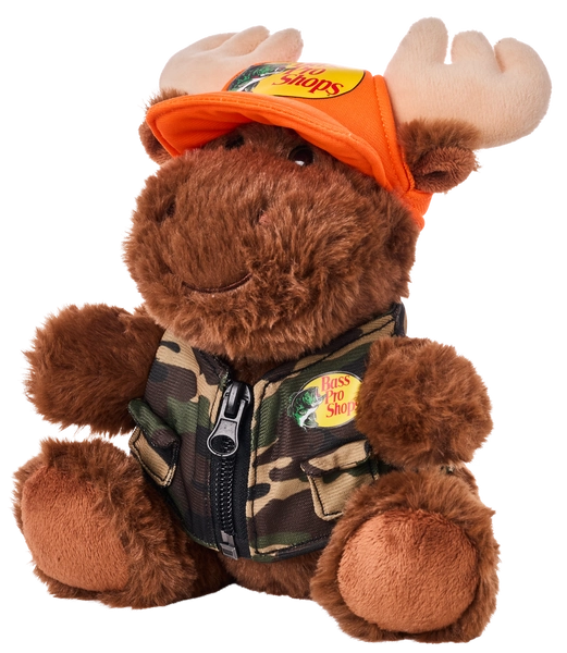 Bass Pro Shops Plush Stuffed Moose with Camo Vest and Cap