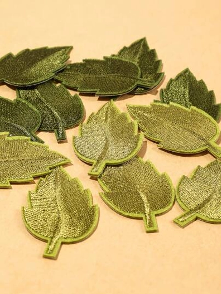 4Pcs/12Pcs Set Mini Leaf Iron-On Embroidered Patches Appliques, Exquisite Assorted Green Leaves Embroidery Patch Badges For DIY Craft Clothing Repair Decoration