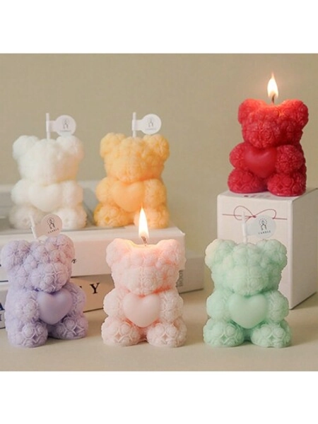 1pc Rose Bear Aromatherapy Candle, Lovely Decoration Wedding Partner Hand Gift Home Decoration,Valentine's Day Gift,Birthday Present,Christmas Decorations,Christmas Decor,Christmas Gifts,Room Decor,Valentine's Day,Valentines,Valentines Candles Graduation