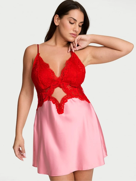 Victoria's Secret Petal Pink Satin and Lace Slip