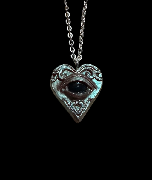 Tiny 1 inch RESIN Heart Eye Necklace Color Changing Eye