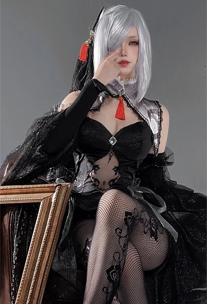 Shenhe Derivative Wedding Suit Bride Cheongsam Style Dress Lingerie Set and Veil with Sleeves Stockings
