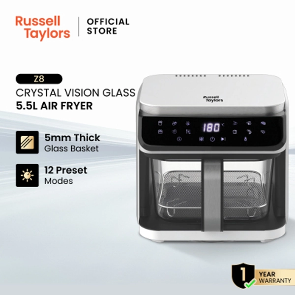 Russell Taylors CrystalVision360 Glass Air Fryer (5.5L) Z8
