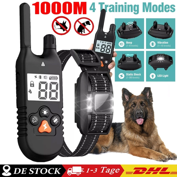 1000M Remote Electric Pet Dog Training Collar Shock Anti Bark Rechargeable LCD