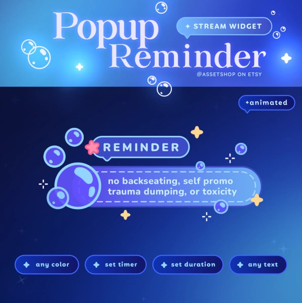 Bubble Popup Reminder - Twitch & Youtube | Customizable Cute Sea Notification | Streamer | For OBS and StreamElements | Commands | Sounds by AssetShop (@AssetShop)