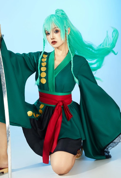 OP Zoro Cosplay Costume Kimono Top Skirt with Obi and Belt