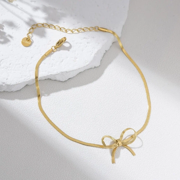 Bow Charm Anklet W Flat Snake Chain, Adjustable Minimalist Foot Jewelry for Women, Elegant Dainty Anklet Gift for Her, AL030 - Etsy