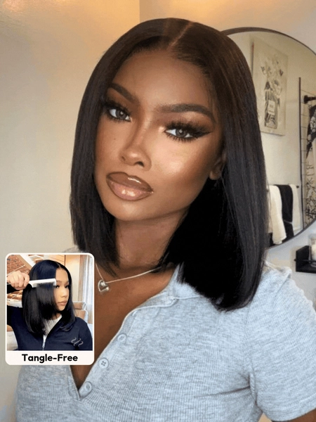 UNice 7x5 Bye Bye Slip™ Glueless Lace Black Yaki & Pre Layered & 13x4 Pre Everything Yaki Bob Bleached Knots Drawstring Wig