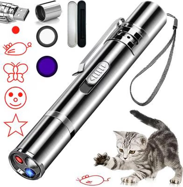 LUCKYLALA Rechargeable Laser Pointer Cat Interactive Cat Toy, Silver - Chewy.com