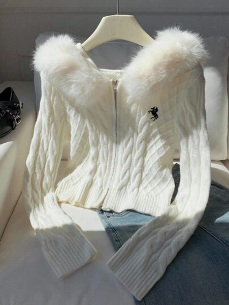  Casual Zip-Up Fleece Hooded Sweater