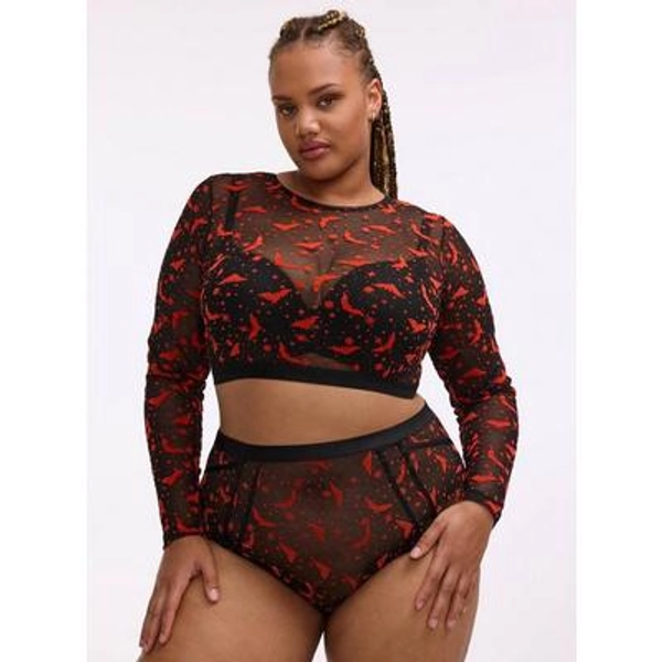 Torrid | Flocked Mesh High-Waist Brief Panty in Multi