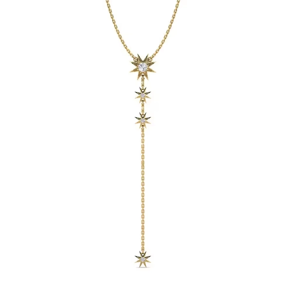 18K Yellow Gold Round Diamond Necklace Galactica