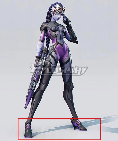 Overwatch 2 OW Widowmaker Amelie Lacroix Black Purple Cosplay Shoes