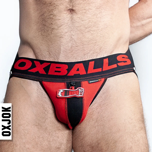 FISTERJOCK 3D power-fist FRONT+BACK tagger jock BLACK/RED