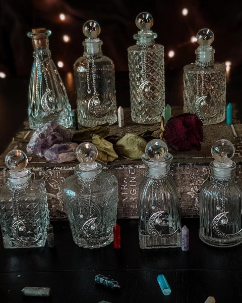 Moonwater Glass Decanter | Witch Altar Spell Bottle With Charm - Etsy