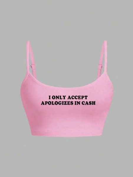 SHEIN EZwear Débardeur court rose minimaliste et décontracté sexy pour femmes, adapté pour l'été