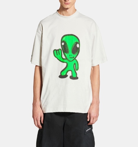 T-shirt droit High There & Dripley en coton Écru - Balenciaga | Galeries Lafayette